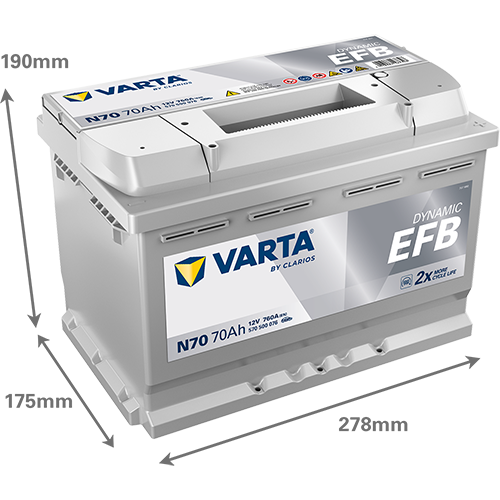 BATTERIE VOITURE VARTA N70 70AH 760A (EN)