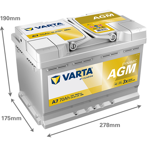 BATTERIE VOITURE VARTA A7 70AH 760A (EN)