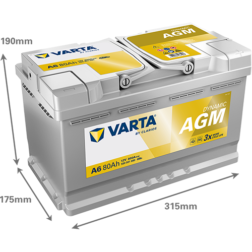 BATTERIE VOITURE VARTA A6 80AH 800A (EN)